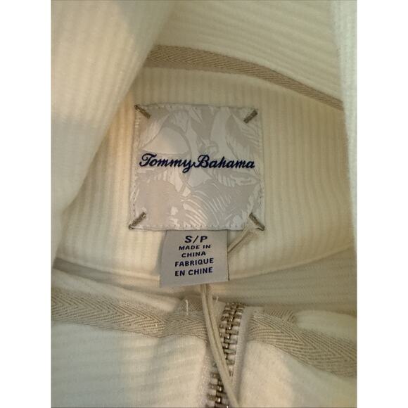 Tommy Bahama Women’s Knit Ottoman Full Zip-Up Jacket Small Cream Gold Accent - Picture 3 of 9